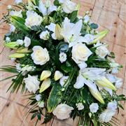 White Rose &amp; Lily Coffin Spray