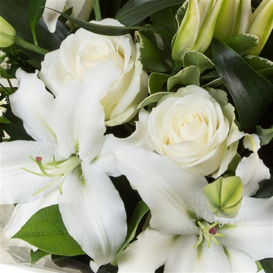 White Riflie With Roses White Lilies & Roses Lily Alley Florist St Albans
